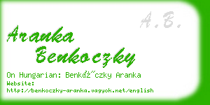 aranka benkoczky business card